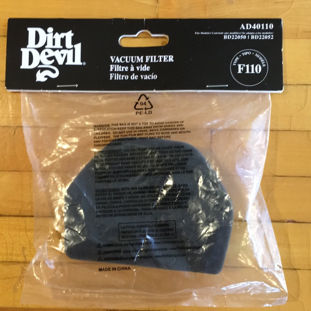 Dirt Devil vacuum filter